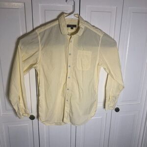 Blue Pronto Uomo Mens Medium Yellow Long Sleeve Button Up Shirt 100% Cotton
